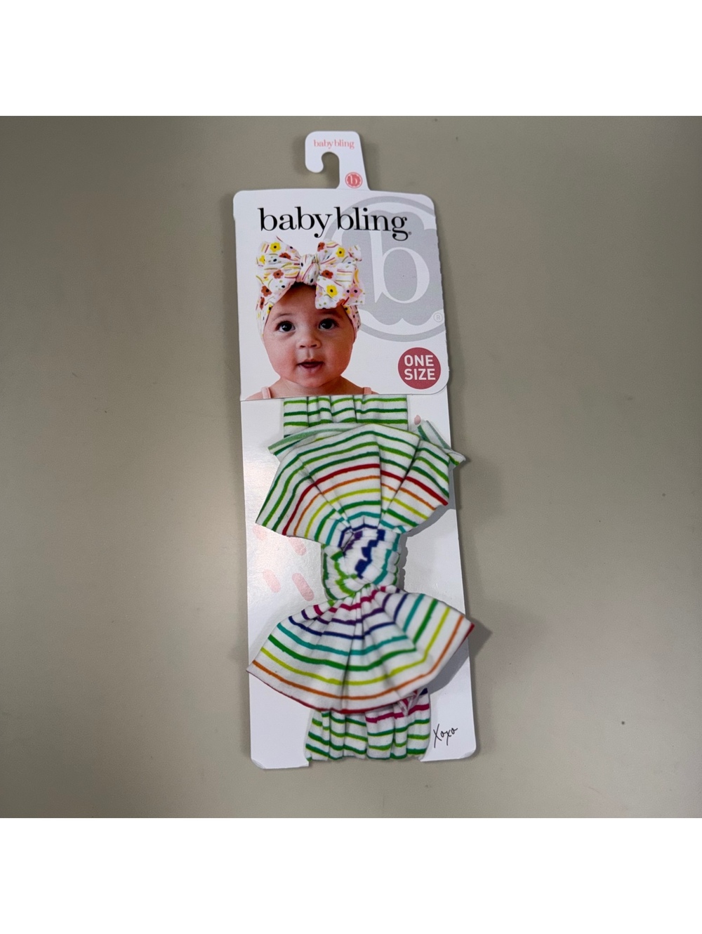 Baby Bling Baby Headband Rainbow Stripe Bow One Size NWT